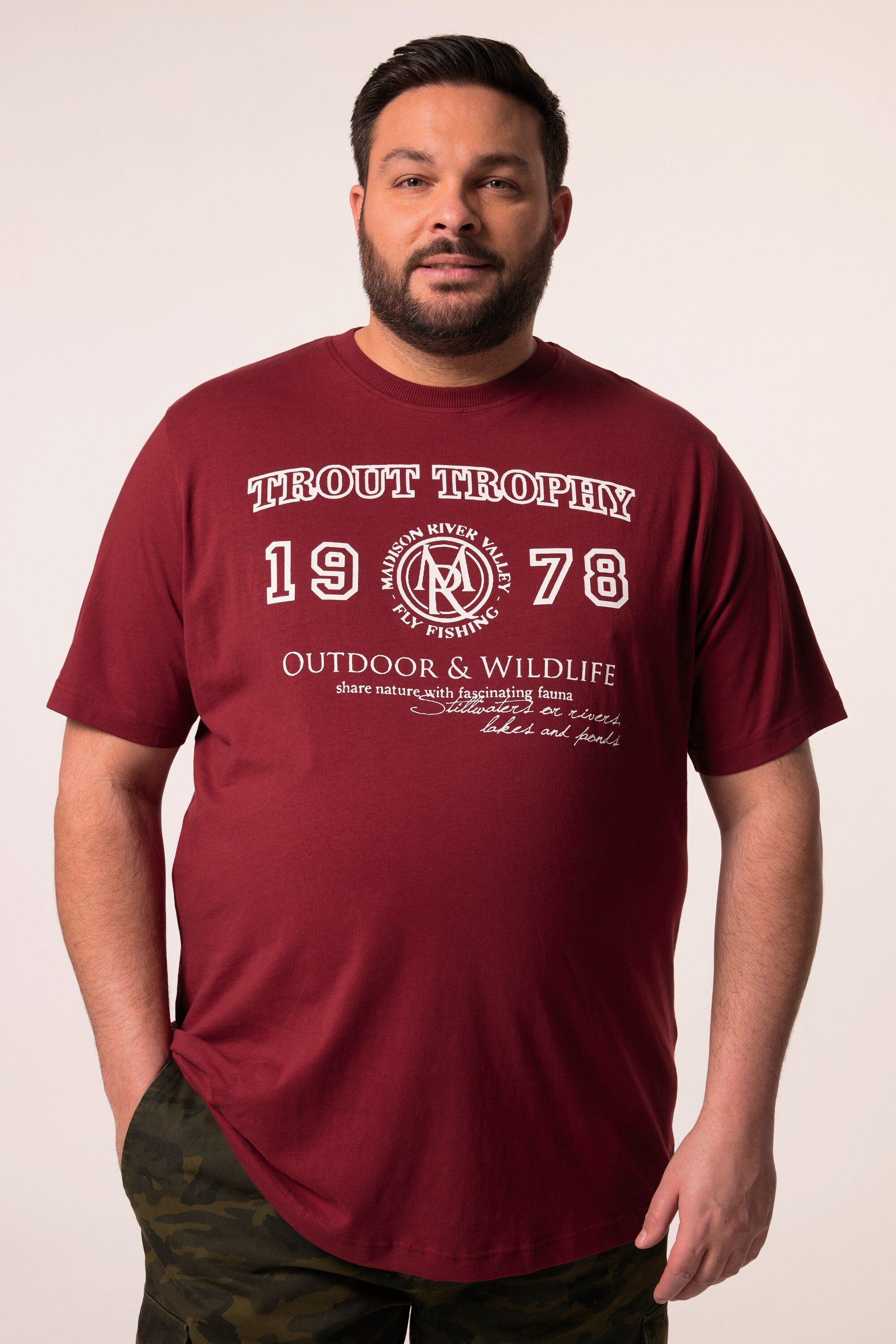Men Plus T-Shirt T-Shirt Halbarm Brustprint günstig online kaufen