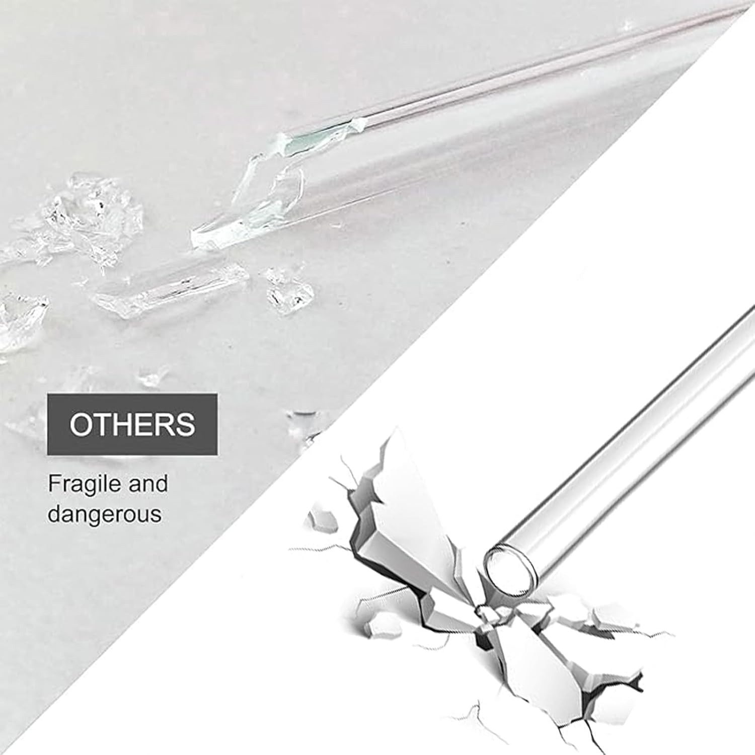 FELIXLEO Küche Pack 4 Glasstrohhalme Lang, Strohhalme mit 1 Reinigungsbürste