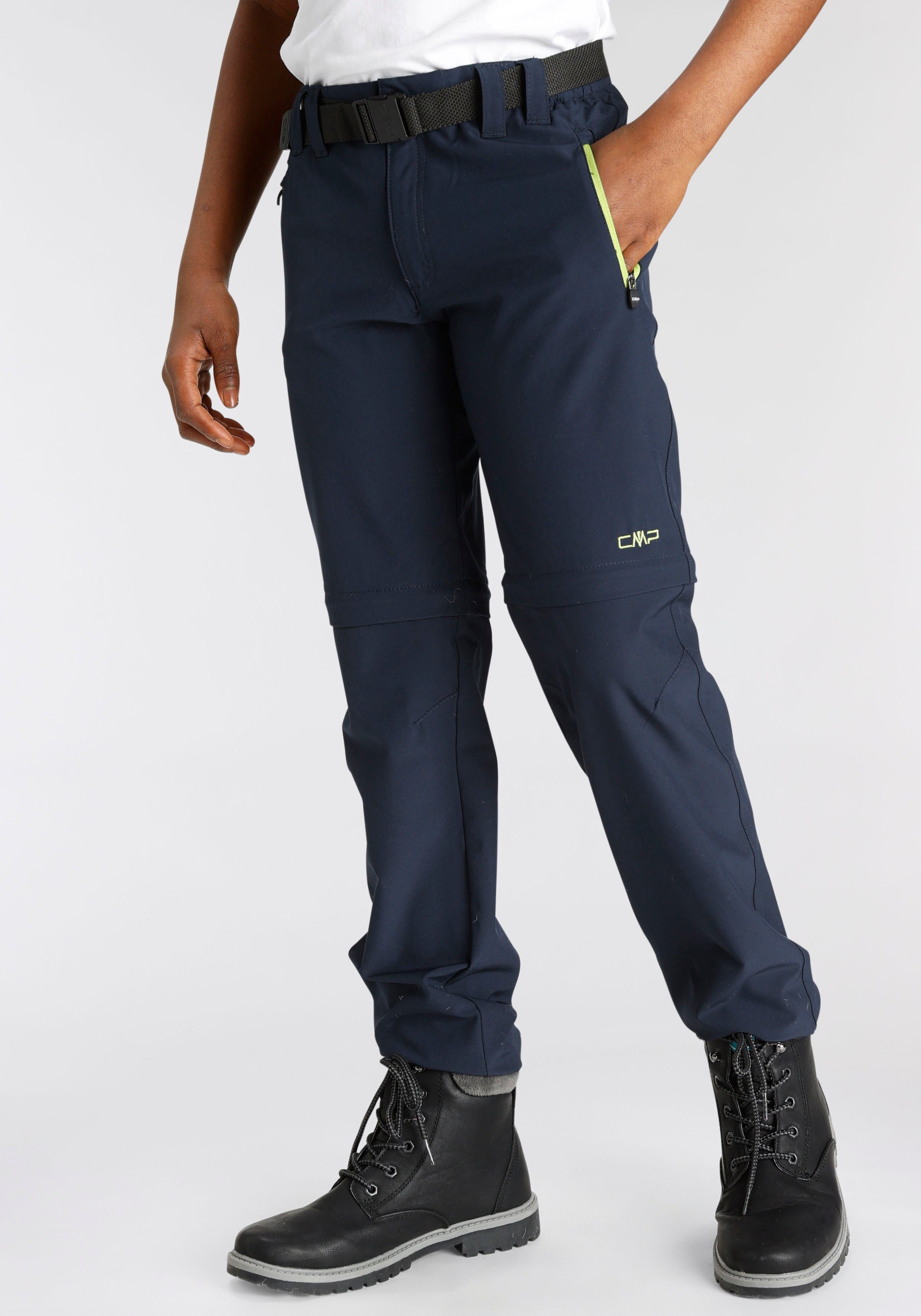 CMP Funktionshose KID ZIP-OFF-PANT (Set, 2-tlg., mit Gürtel) Elastisch & Atmungsaktiv & Schnell trocknend 01NN B.BLUE-LIMEGREEN