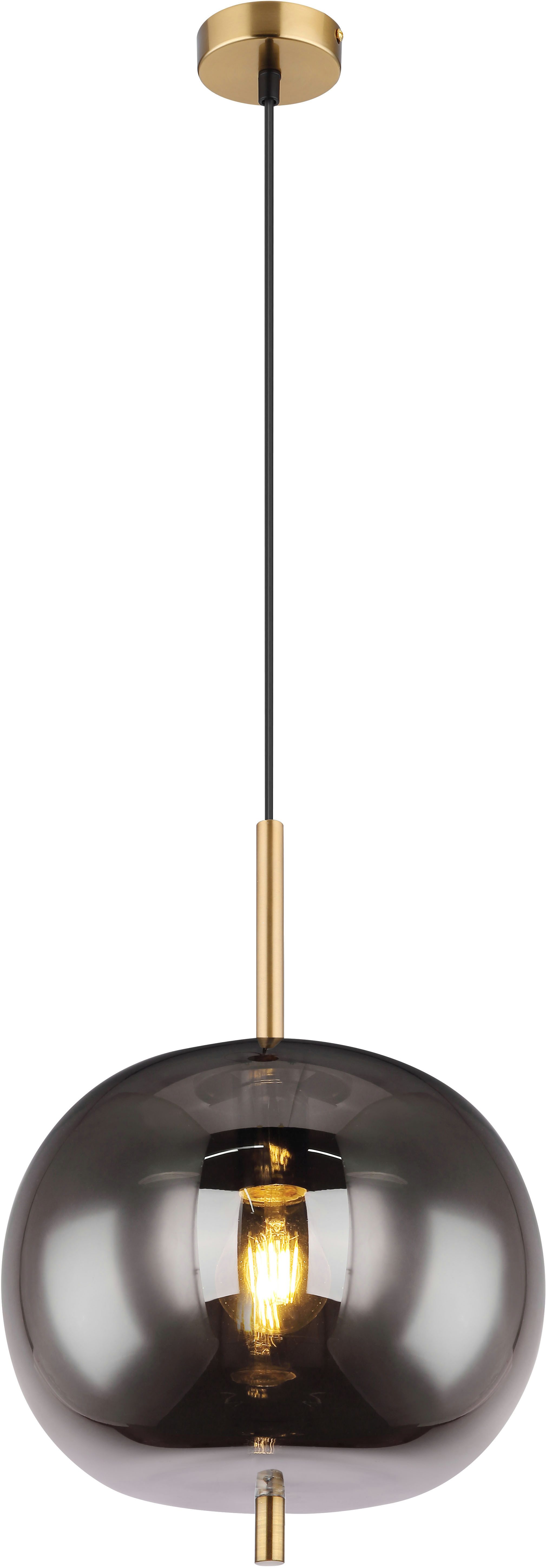 GLOBO LIGHTING Hängeleuchte BLACKY I, ohne Leuchtmittel, Hängelampe/Pendelleuchte/Glas rauchfarben/Höhe kürzbar/Esstisch