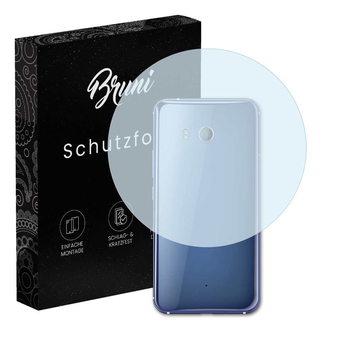Bruni Schutzfolie Glasklare Displayschutzfolie für HTC U11 Lens, (2 Folien), praktisch unsichtbar