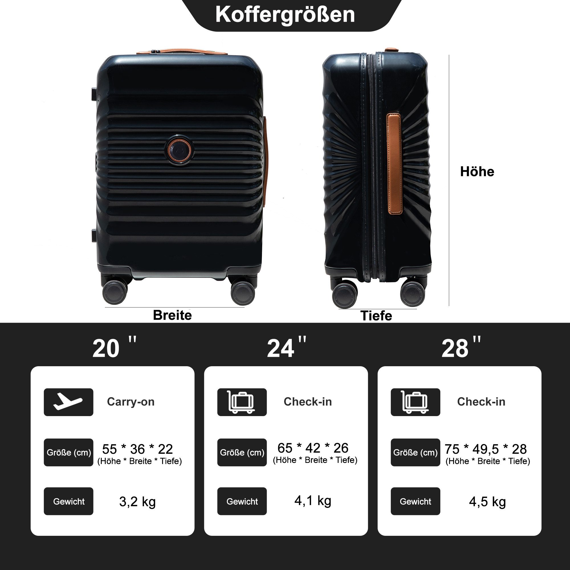 Travelhouse Hartschalen-Trolley capri, 4 Rollen, PC Hartschale, USB + USB C Anschluss, Rollenbremse