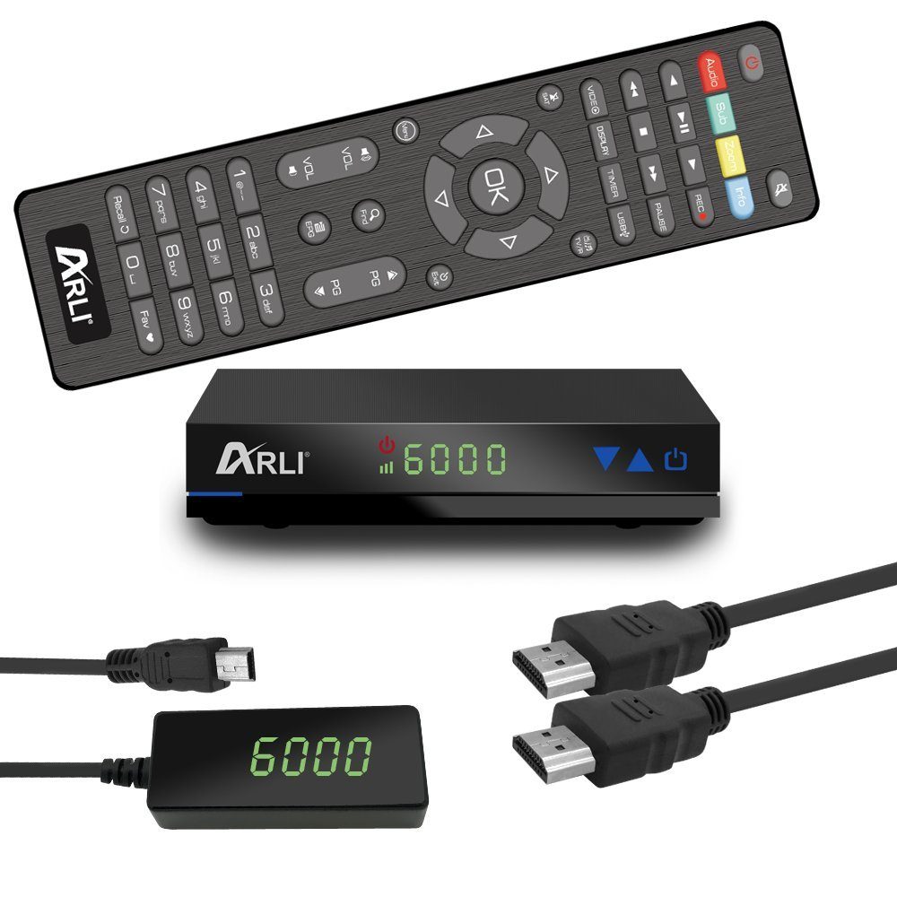 ARLI HD Receiver 1 Satellitenreceiver HDMI, USB, externes (Mini Netzteil) DVB-S2 HD AH1 Sat mit vielen SAT-Receiver Funitionen