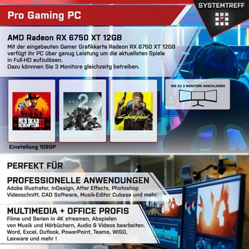 SYSTEMTREFF Gaming-PC (AMD Ryzen 7 5700X3D, Radeon RX 6750 XT, 16 GB RAM, 1000 GB HDD, 1000 GB SSD, Luftkühlung, Windows 11, WLAN)