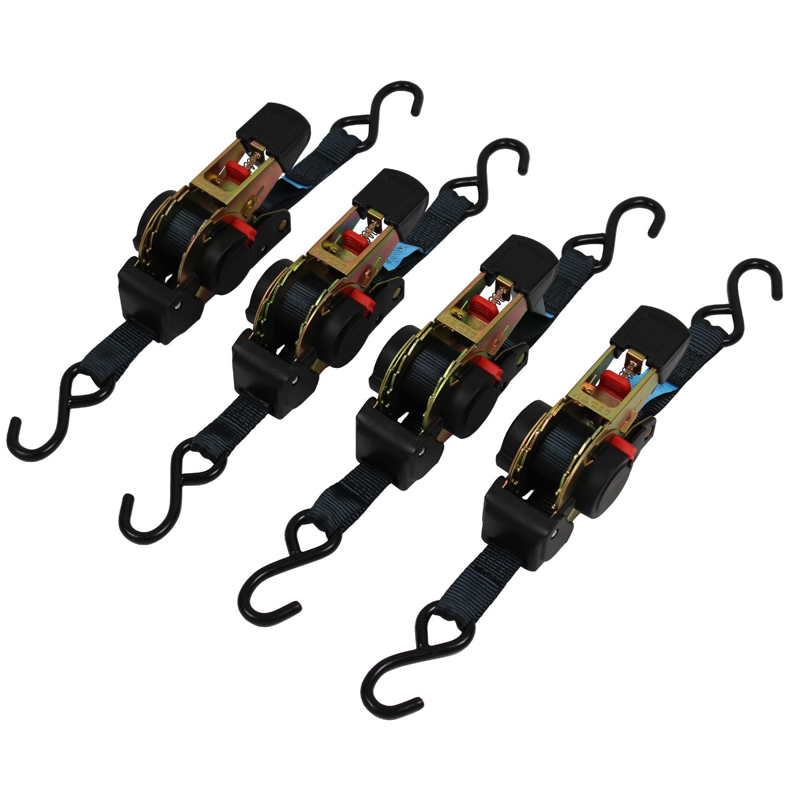 TRUTZHOLM Spanngurt 4x Automatik selbstaufrollend 1,8 m 25 mm 320/640 daN Zurrgurt Stabile Ratsche,Schonende S-Haken,Geprüfte Qualität
