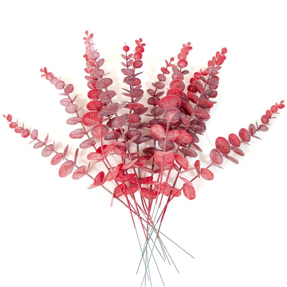 Kunstblume Eukalyptus-Zweige Spray Eukalyptus Blatt, Jormftte rot