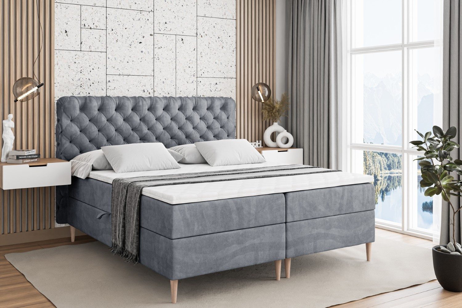 ALTDECOR Boxbett BOXI8-F (Multipocket-Matratze H4, H3 Matratze Bonellfederung, Topper, Kopfteil)