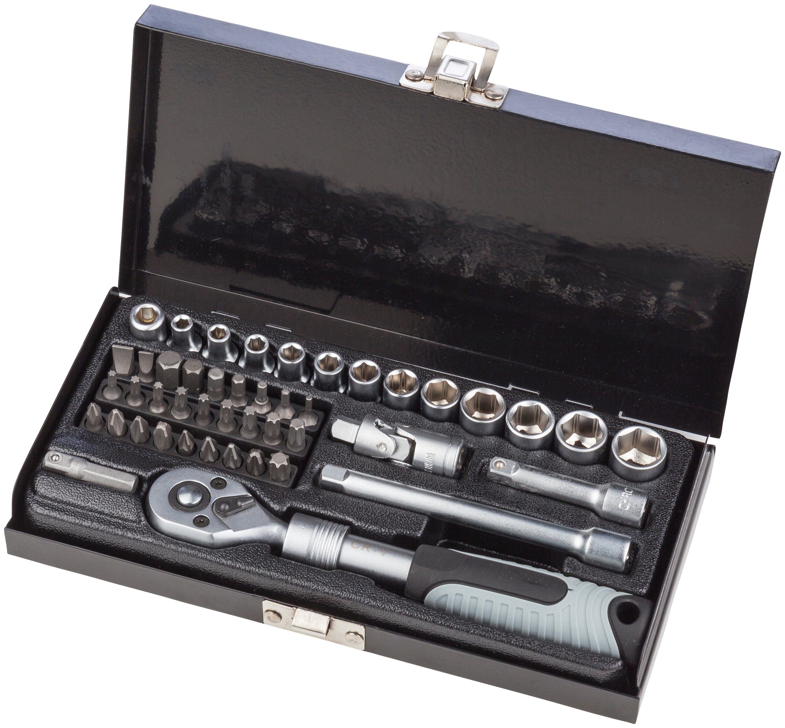 PLUS Set, Stecknüsse Steckschlüssel-Garnitur, 1/4" Stahlblechkasten 45-St., WGB BASIC im