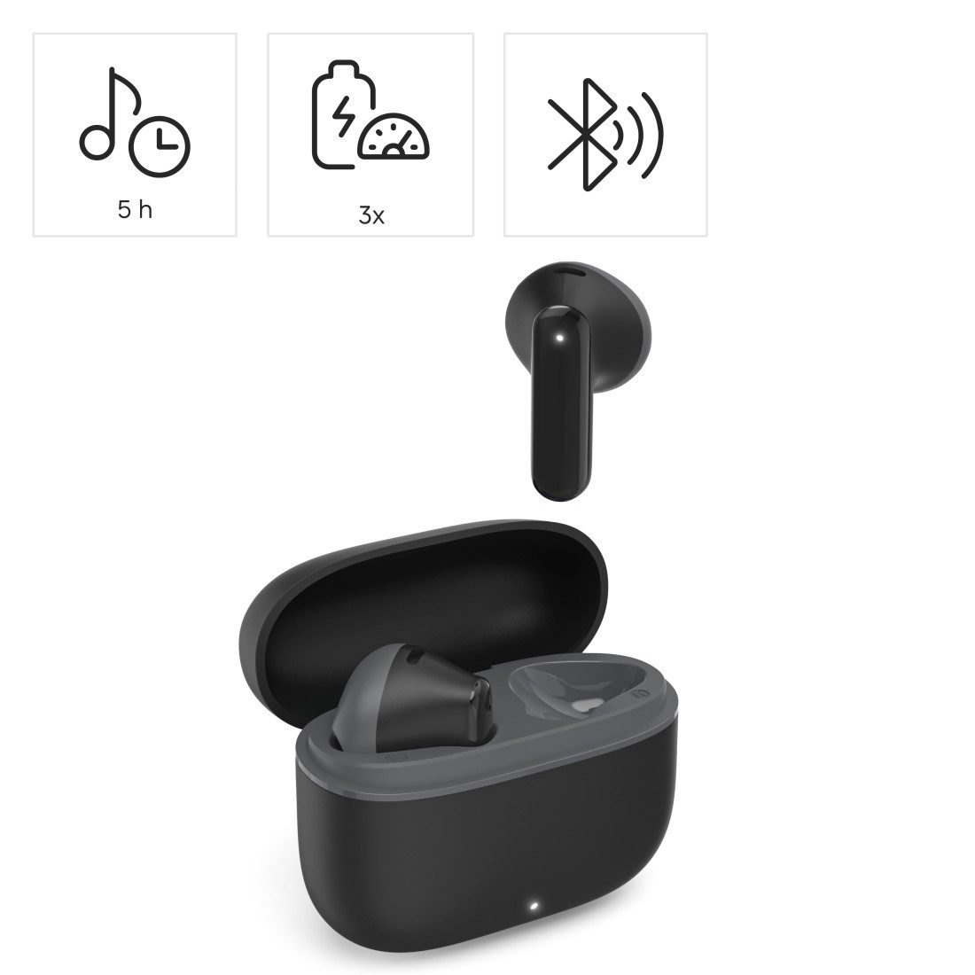 Hama Bluetooth Kopfhörer mit Mikrofon (True Wireless Headset, TWS Earbuds) In-Ear-Kopfhörer (Google Assistant, Siri)