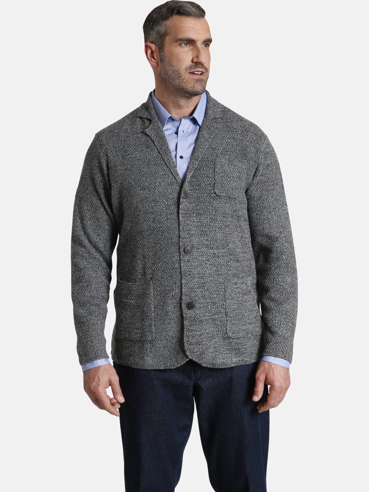 Charles Colby Cardigan EARL JAMES aus hochwertigem Wollgemisch grau | Cardigans