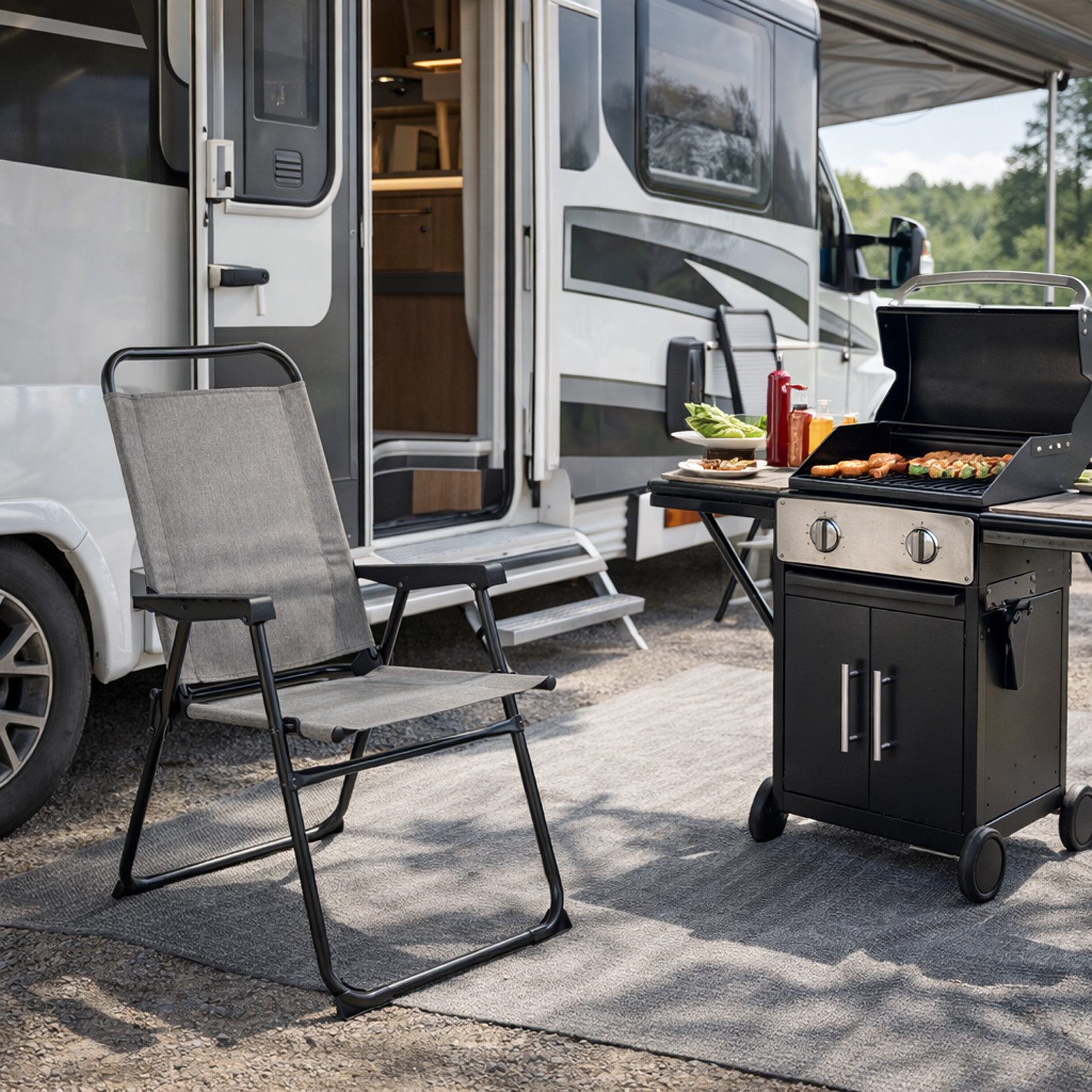 Mojawo Klappstuhl Aluminium Campingstuhl Klappstuhl Anglerstuhl Gartenstuhl Grau meliert