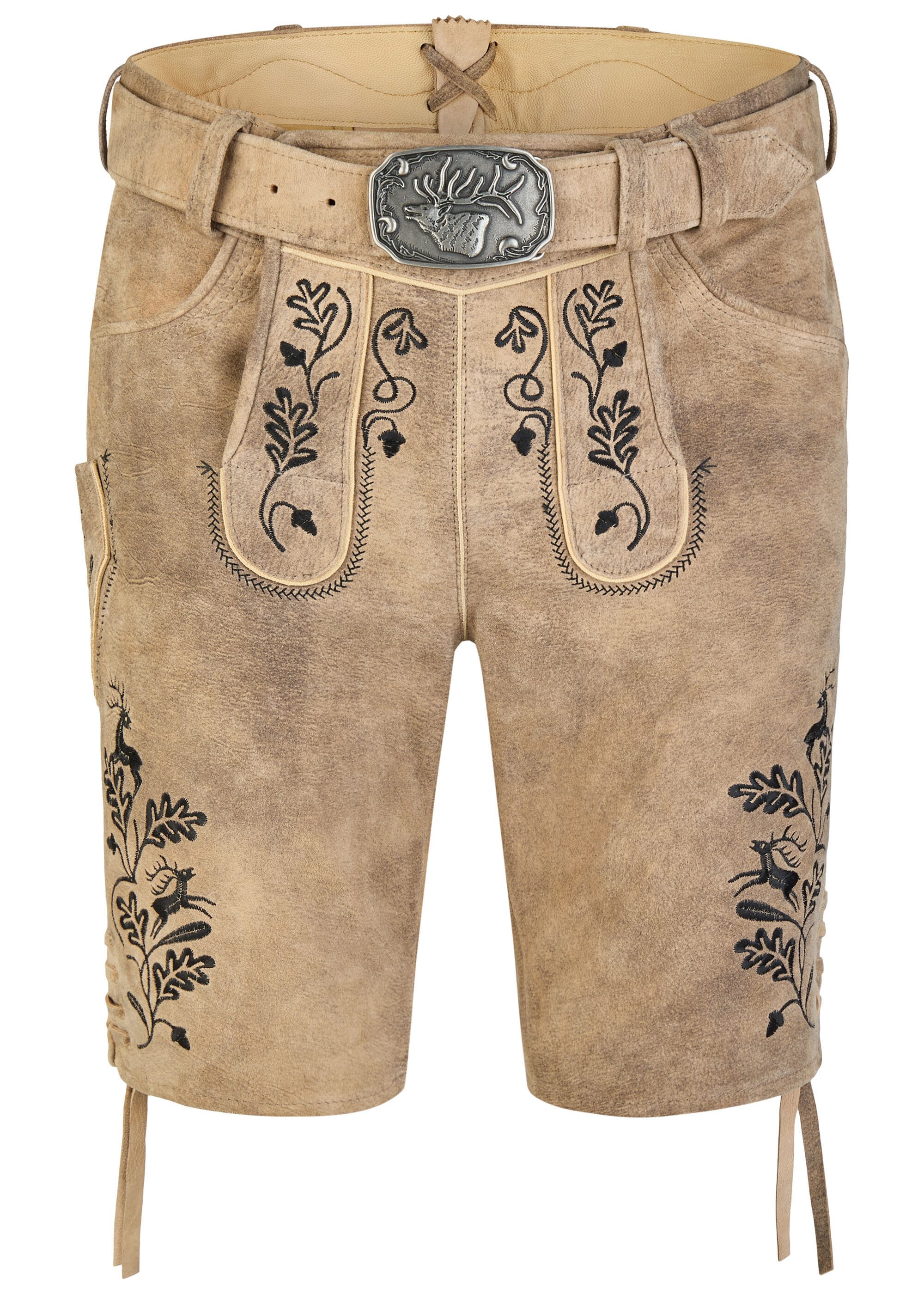 Spieth & Wensky Lederhose Hofmeister mit Stickerei am Beinabschluss