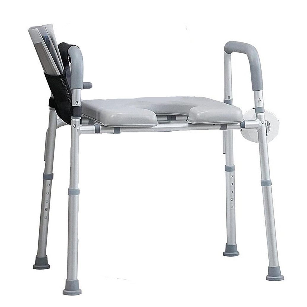 GarveeMore Hygienehocker Erhöhter Toilettensitz mit Armlehnen Gepolsterte Sitzanhebungen 300lbs, Höhenverstellbarer Toilettensitz für Ältere Behinderte Handicap