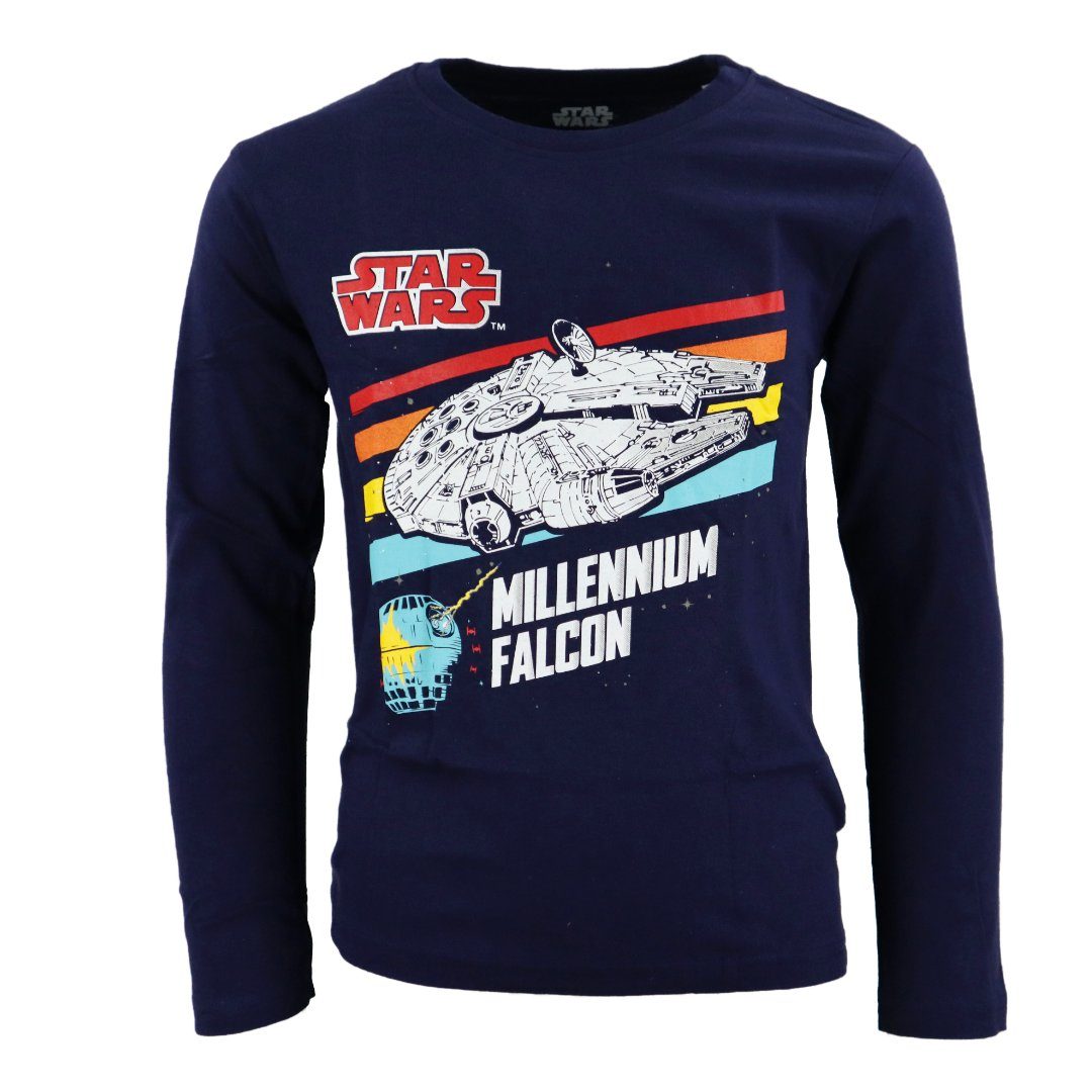 Star Wars Langarmshirt Star Wars Millennium Falcon Kinder Jugend langarm Shirt Gr. 134 bis 164, 100% Baumwolle