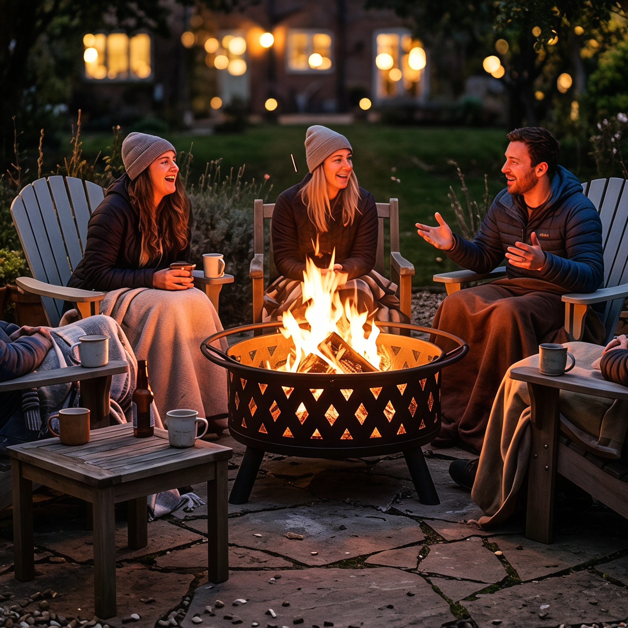 Avestar Feuerstelle Avestar runde Gartenfeuerstelle mit Abdeckung, wetterfest, (1-St), 360°-Wärmeverteilung,Funken-Schutzdeckel,wetterfeste Abdeckung – Bild 5 von 5