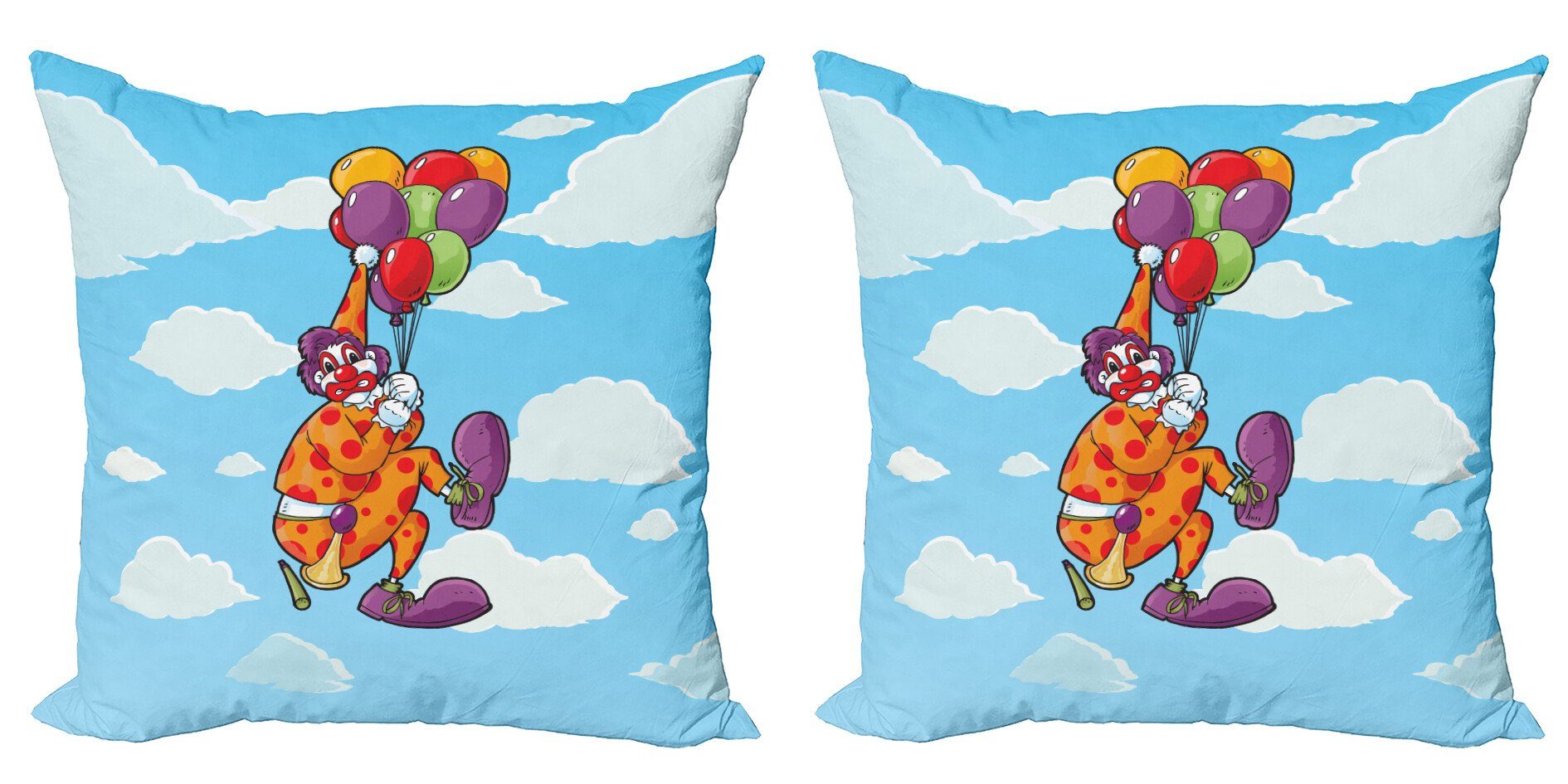 durch Zirkus Clown Accent Modern Doppelseitiger Digitaldruck, seine Ballone Genommen Abakuhaus (2 Stück), Kissenbezüge