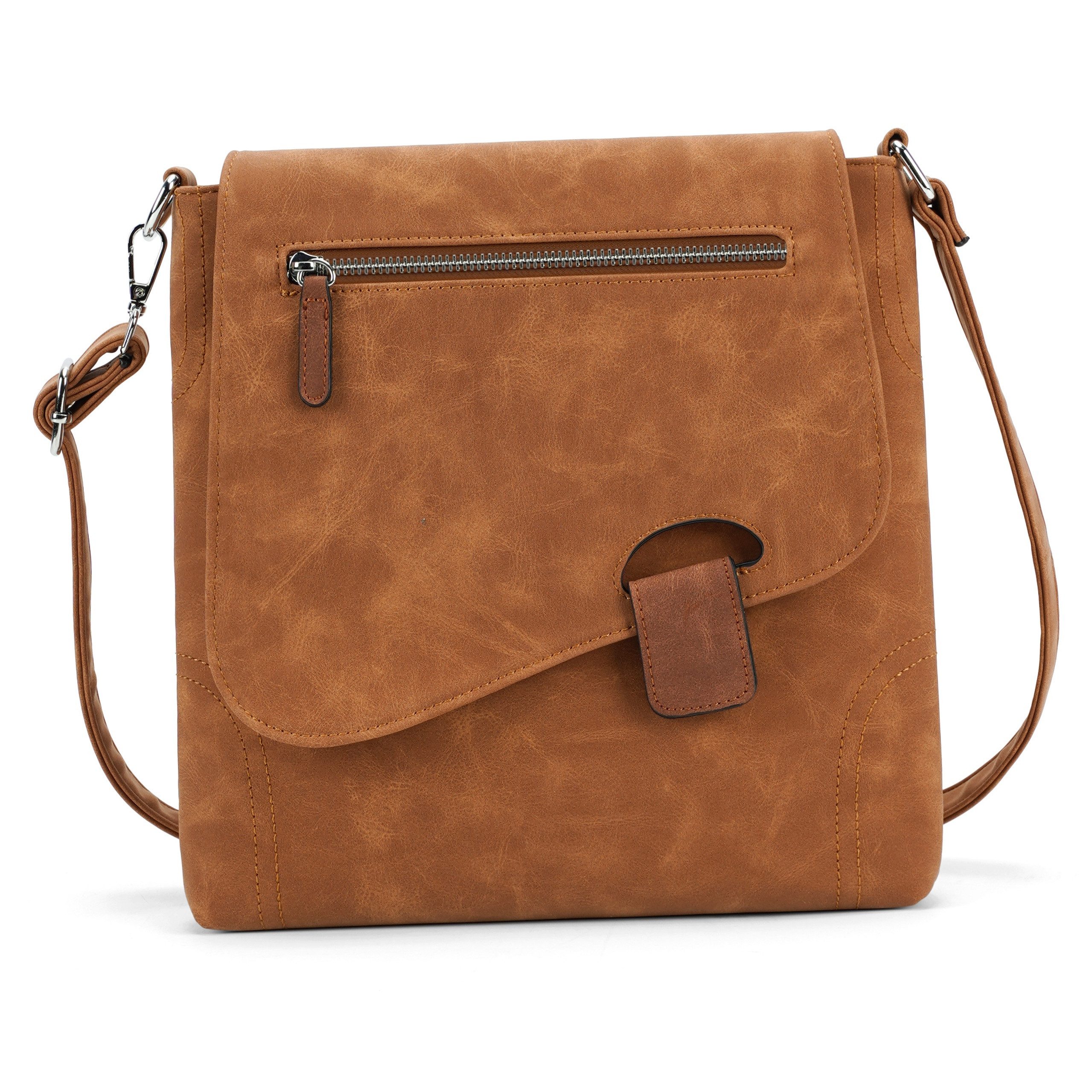 MIRROSI Schultertasche Damen Umhängetasche Leder-Optik, ca. 28 x 28 x 5 cm (verstellbaren Schulterriemen), Mittelgroße Tasche, Umhängetasche für jeden Anlass