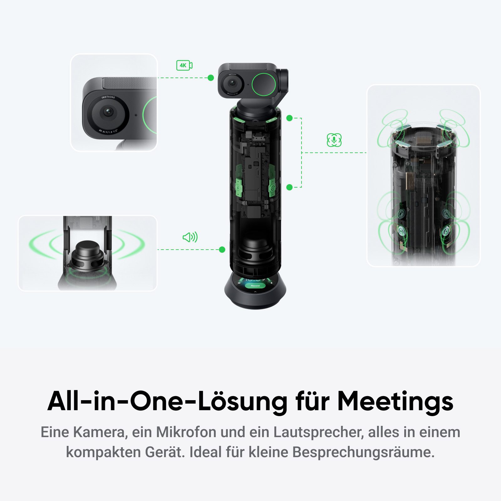 Insta360 Insta360 Link 2 - 4K Webcam für PC/Mac Full HD-Webcam (4K Ultra HD)