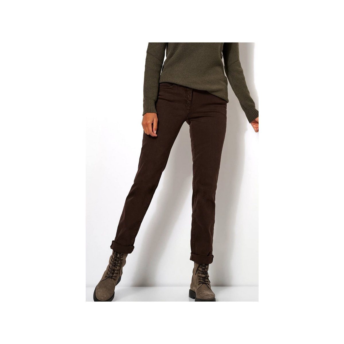 TONI (1-tlg) 5-Pocket-Jeans dunkel-braun