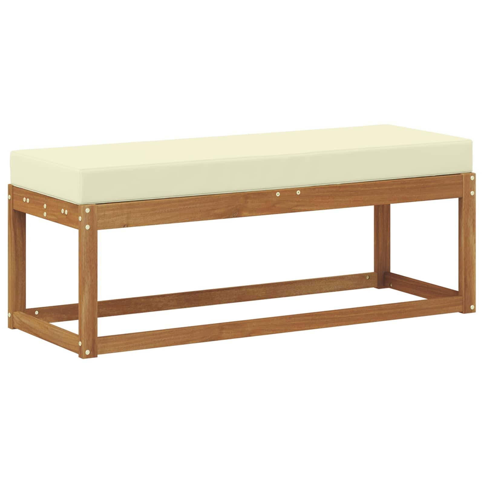 vidaXL Sofaelement Outdoor Hockerbank Massivholz Natur und Creme (1 St)