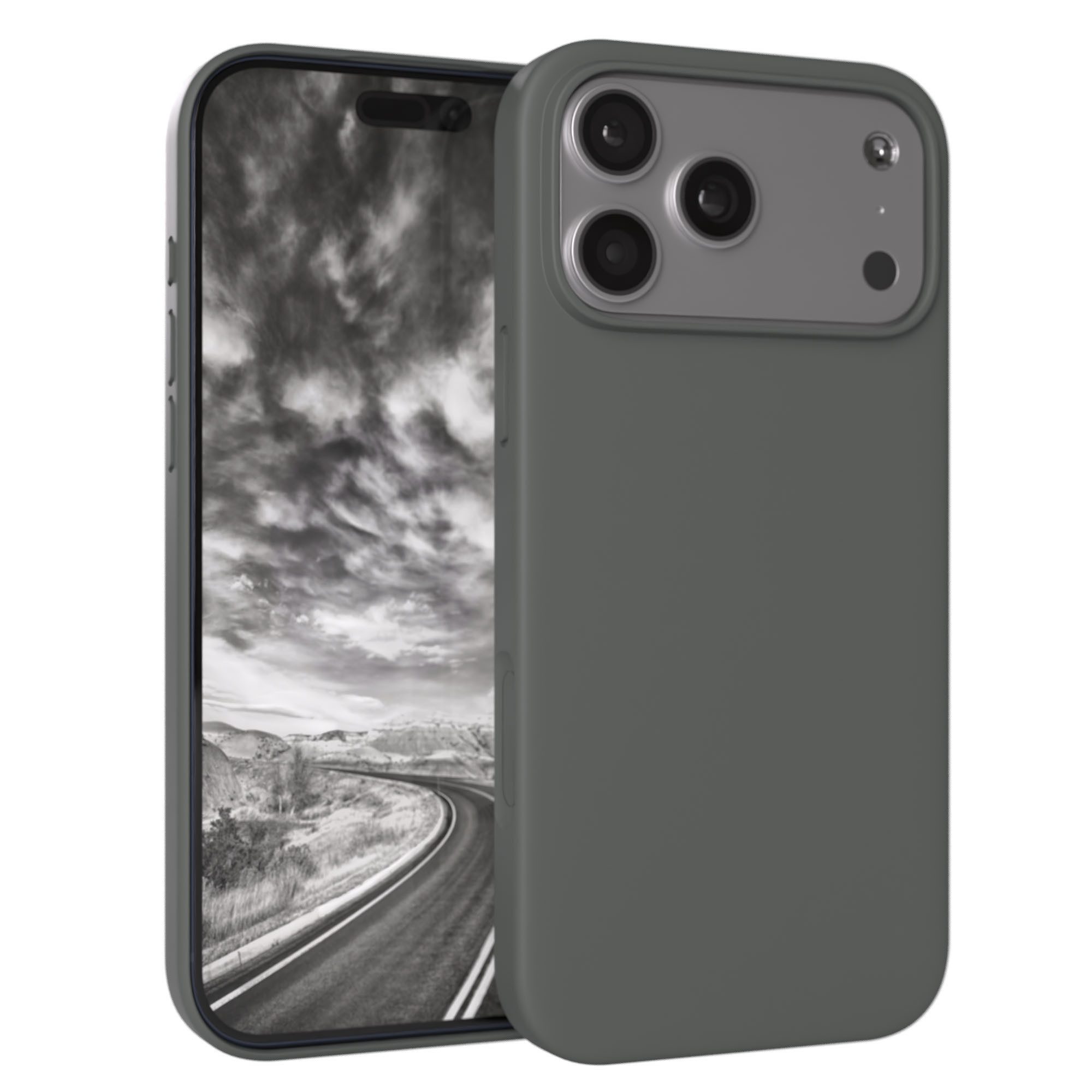 EAZY CASE Handyhülle für Apple iPhone 17 Pro Max Hülle Silikon 6,9 Zoll, Schutzhülle mit Kameraschutz Back Cover Hülle Slimcover Anthrazit Grau