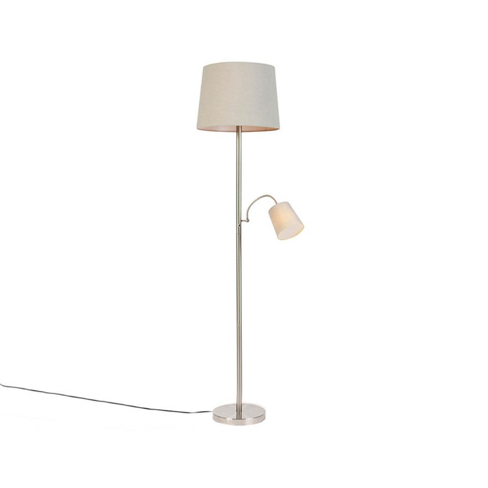 Qazqa Stehlampe Retro, Dimmbar, LED wechselbar, Extra-Warmweiß, QAZQA Stehlampe, e27, Grau, Stahl, classic-antique
