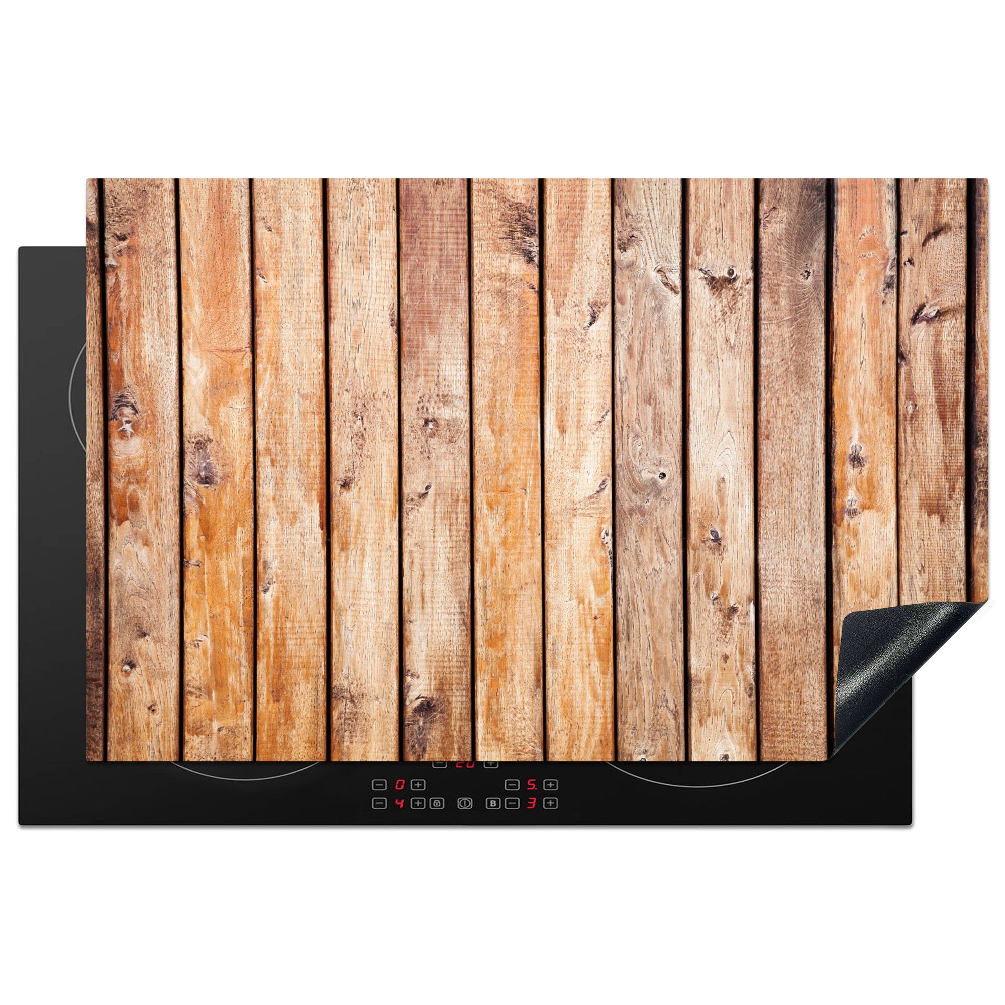 Holz Induktionskochfeld Regale Herdblende-/Abdeckplatte Ceranfeldabdeckung - cm, Vinyl, tlg), küche, 81x52 Struktur, Schutz für MuchoWow - (1 die
