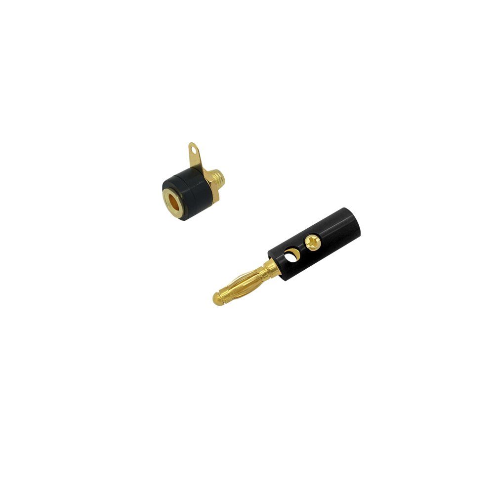 ARLI Bananen Stecker Buchse mit Lötfahne vergoldet 4 mm Audio-Adapter, 50x Bananenstecker + 50x Bananenbuchse schwarz