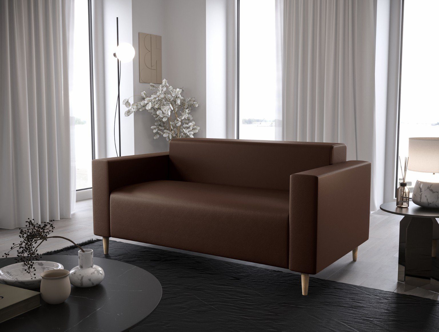 SOFA 2-Sitzer, HUGO2 verschiedene Sofa Farben, Braun pressiode