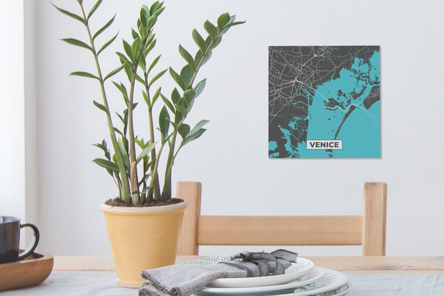 Wohnzimmer Blau, Karte St), Leinwand - Bilder Schlafzimmer für (1 Leinwandbild Venedig - OneMillionCanvasses® Stadtplan -