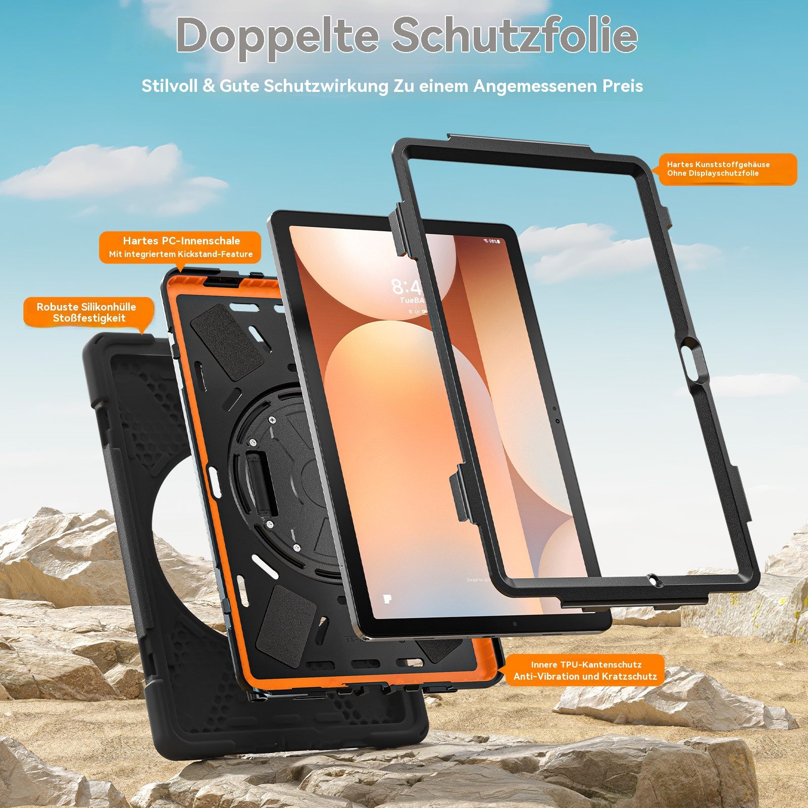 betterfon Tablet-Hülle Hülle für Samsung Galaxy Tab A11+ 11 Zoll, Stoßfeste Schutzhülle, Dual-Layer PC/TPU, Kantenschutz, kratzresistent, Standfunktion – Bild 3 von 5