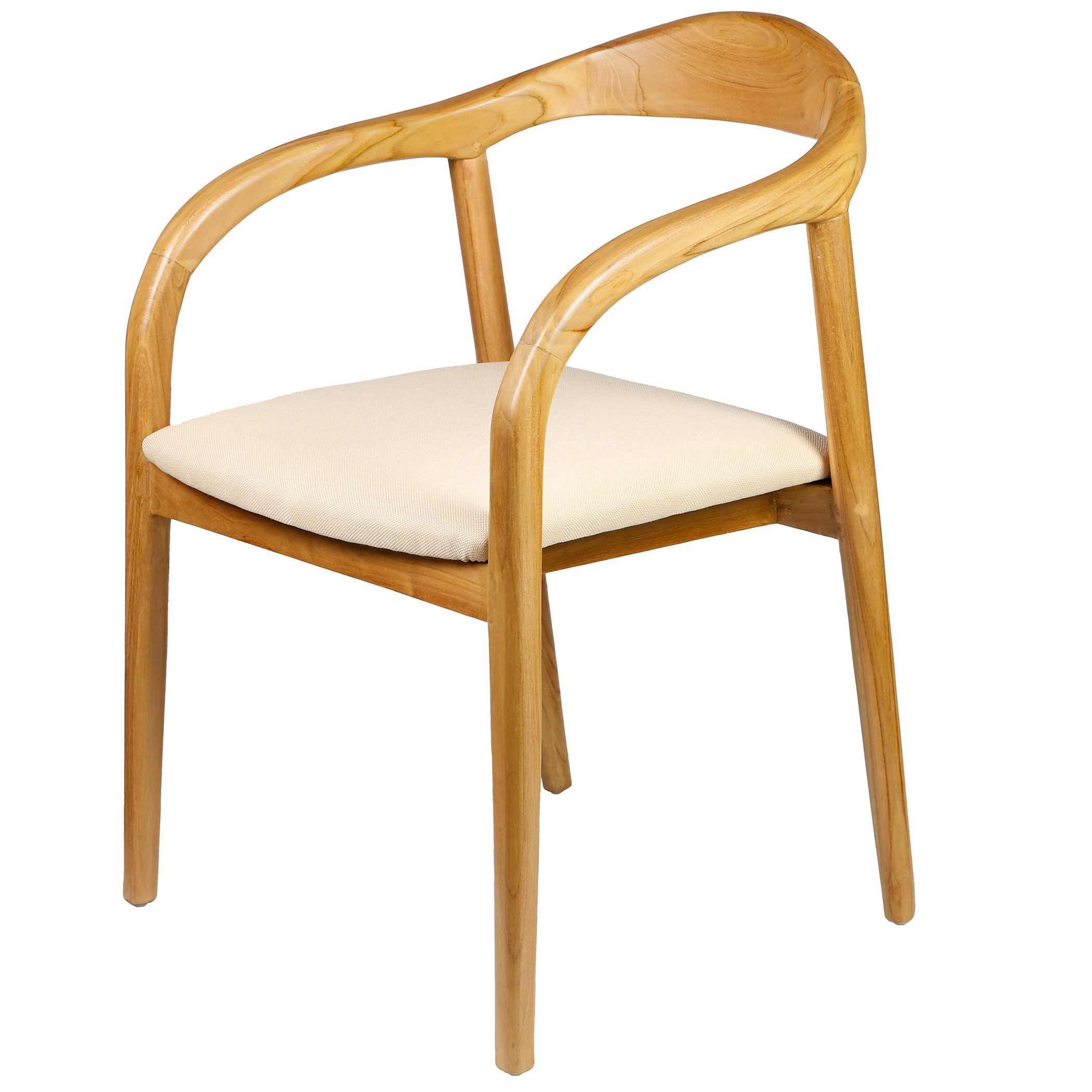 Casa Moro Polsterstuhl Esszimmerstuhl Natur Holz mit Armlehne Beige (Armlehnen Stuhl Esszimmer), 1 Stuhl, 2er Set, 4er Set oder 6er Set Holzstuhl