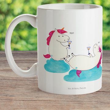 Mr. & Mrs. Panda Kinderbecher Einhorn Sekt - Weiß - Geschenk, Freundin, Unicorn, Kaffeetasse, Trink, Kunststoff, Mikrowellenbeständig