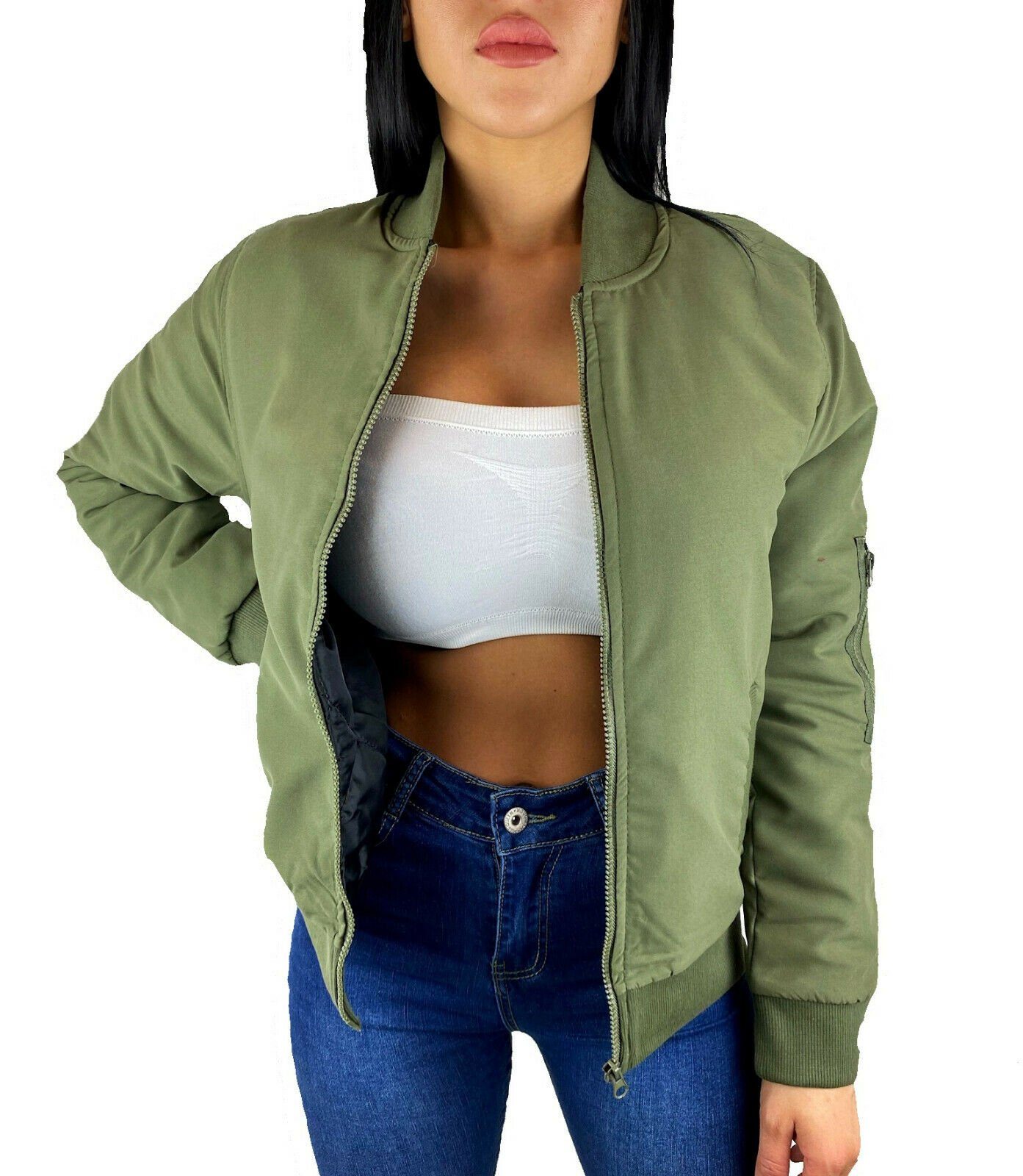 Worldclassca Bomberjacke Worldclassca DAMEN BOMBER JACKE BOMBERJACKE RETRO PILOTEN BIKER ÜBERGANGS BLOUSON FLIEGERJACKE KURZ MIT REIßVERSCHLUSS ZIP VIELE FARBEN S-L