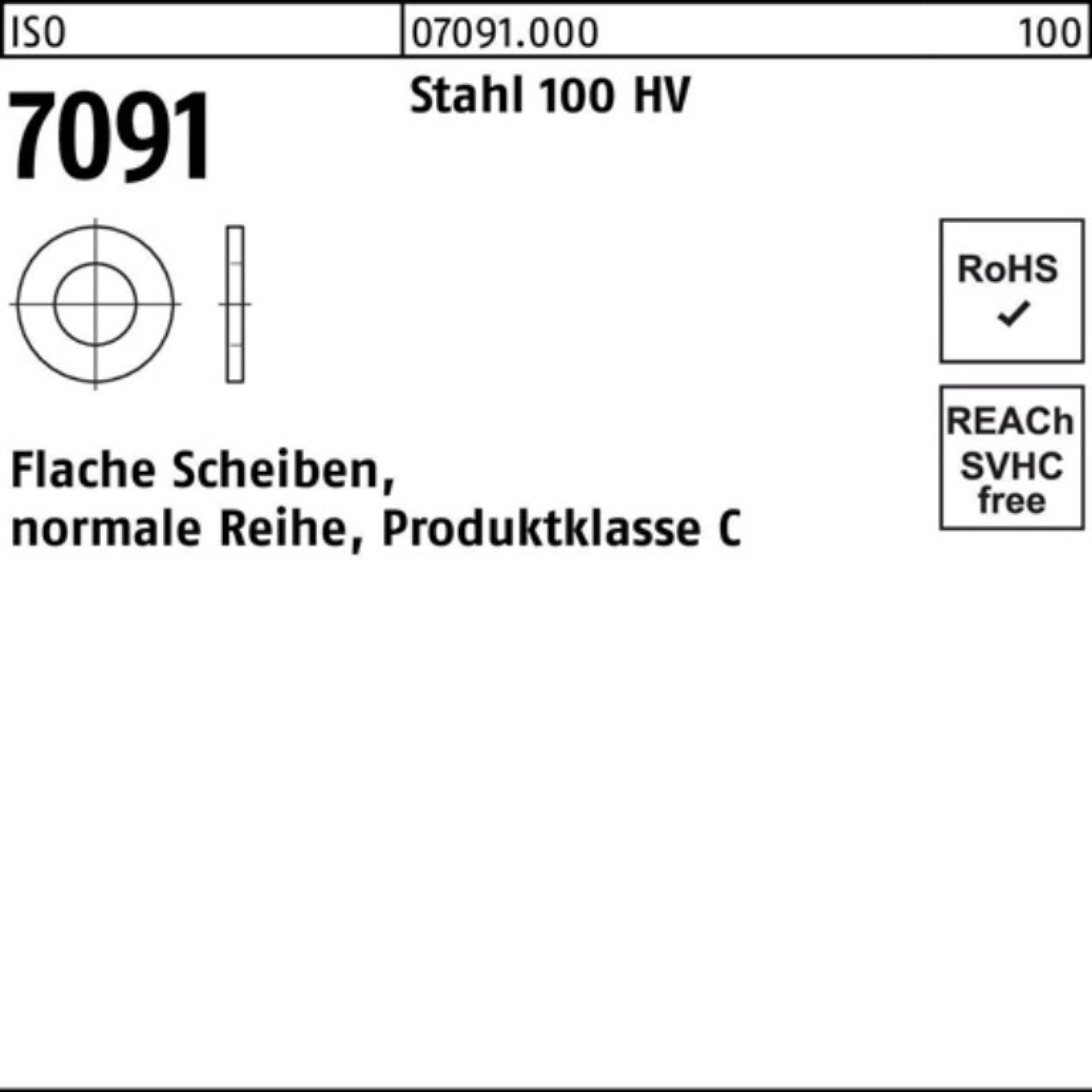 Reyher Unterlegscheibe 100er Pack Unterlegscheibe Stahl 7091 ISO 100 HV 33 100 ISO 709 Stück