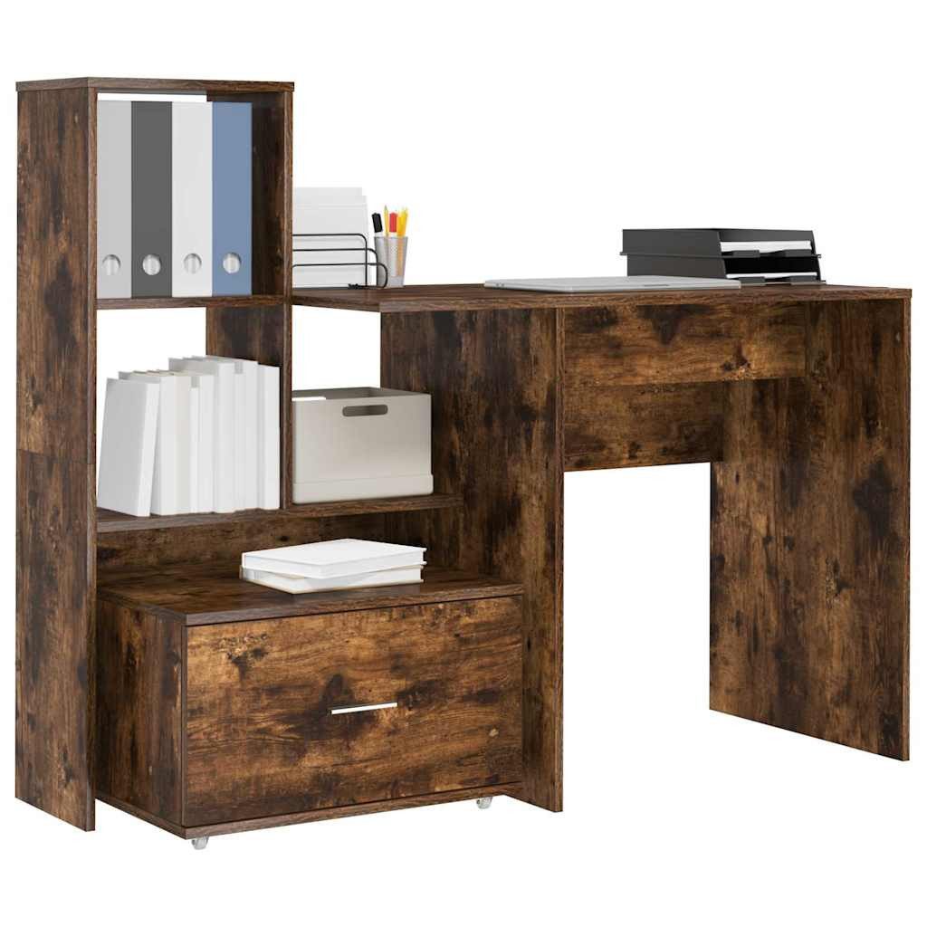 vidaXL Schreibtisch Schreibtisch Geräucherte Eiche Holzwerkstoff (1-St)