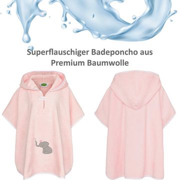 Smithy Badeponcho Badeponcho Baby Kind mit Premium Baumwolle, Frottee, Druckknopf am Armloch