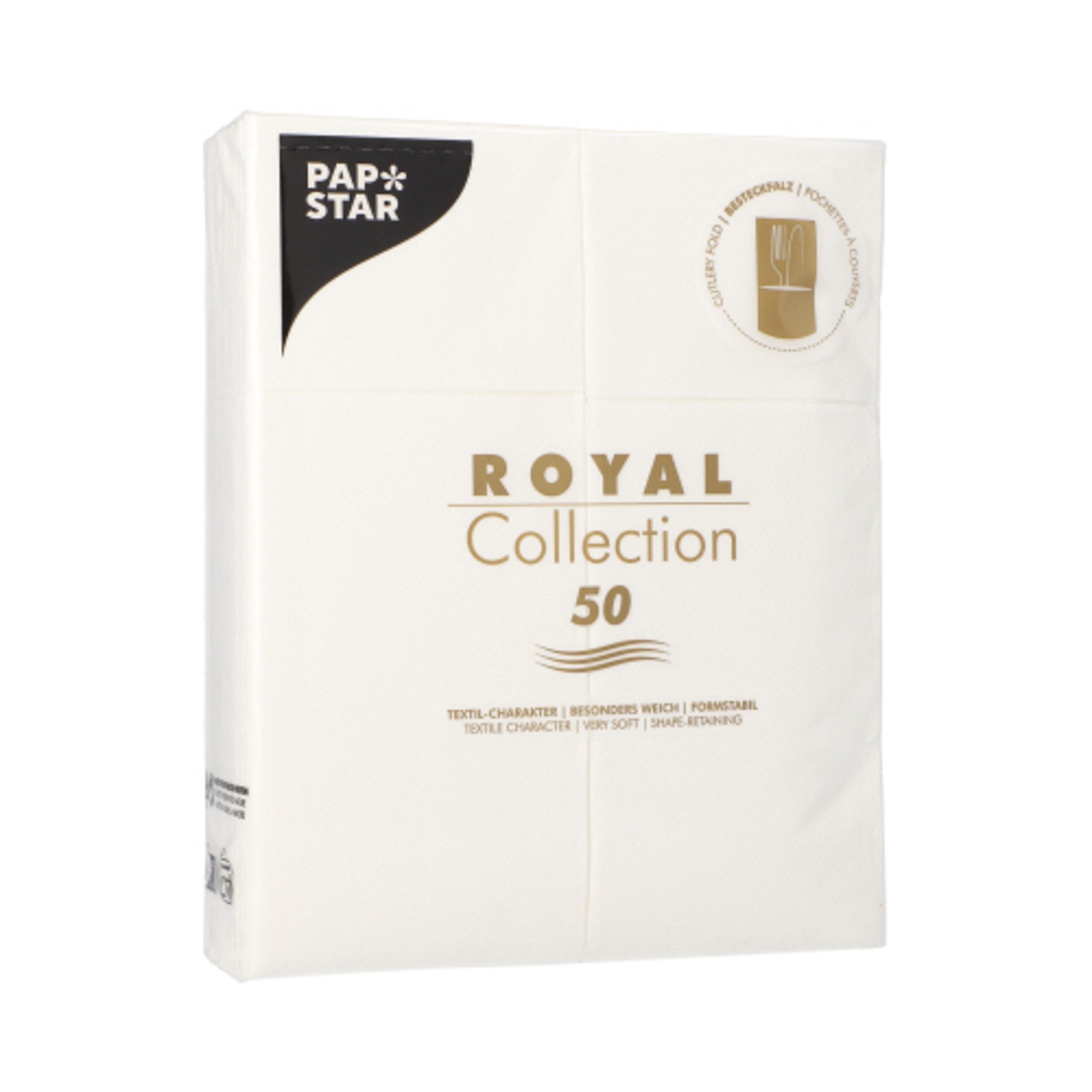 PAPSTAR Papierserviette, Servietten Bestecktaschen 48x30cm Royal Collection 50 Stück Weiß