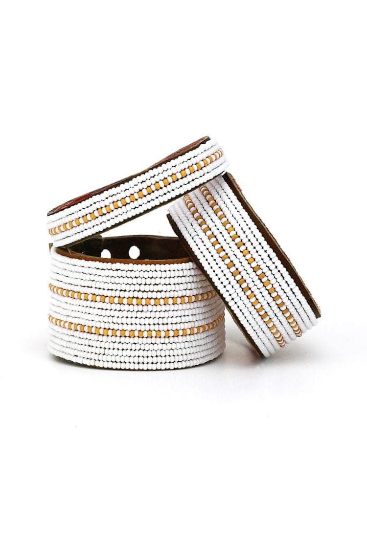 Swahili Coast Perlenarmband Dashes Orange, Handgefertigt · Leder & Glasperlen · Unikat