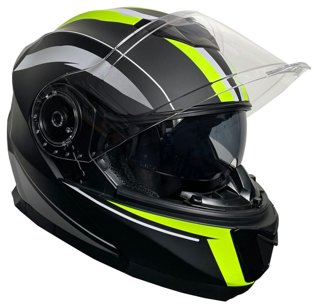 RALLOX Helmets Motorradhelm Klapphelm 160 Motorradhelm Helm Rollerhelm matt schwarz neon grün – Bild 4 von 5