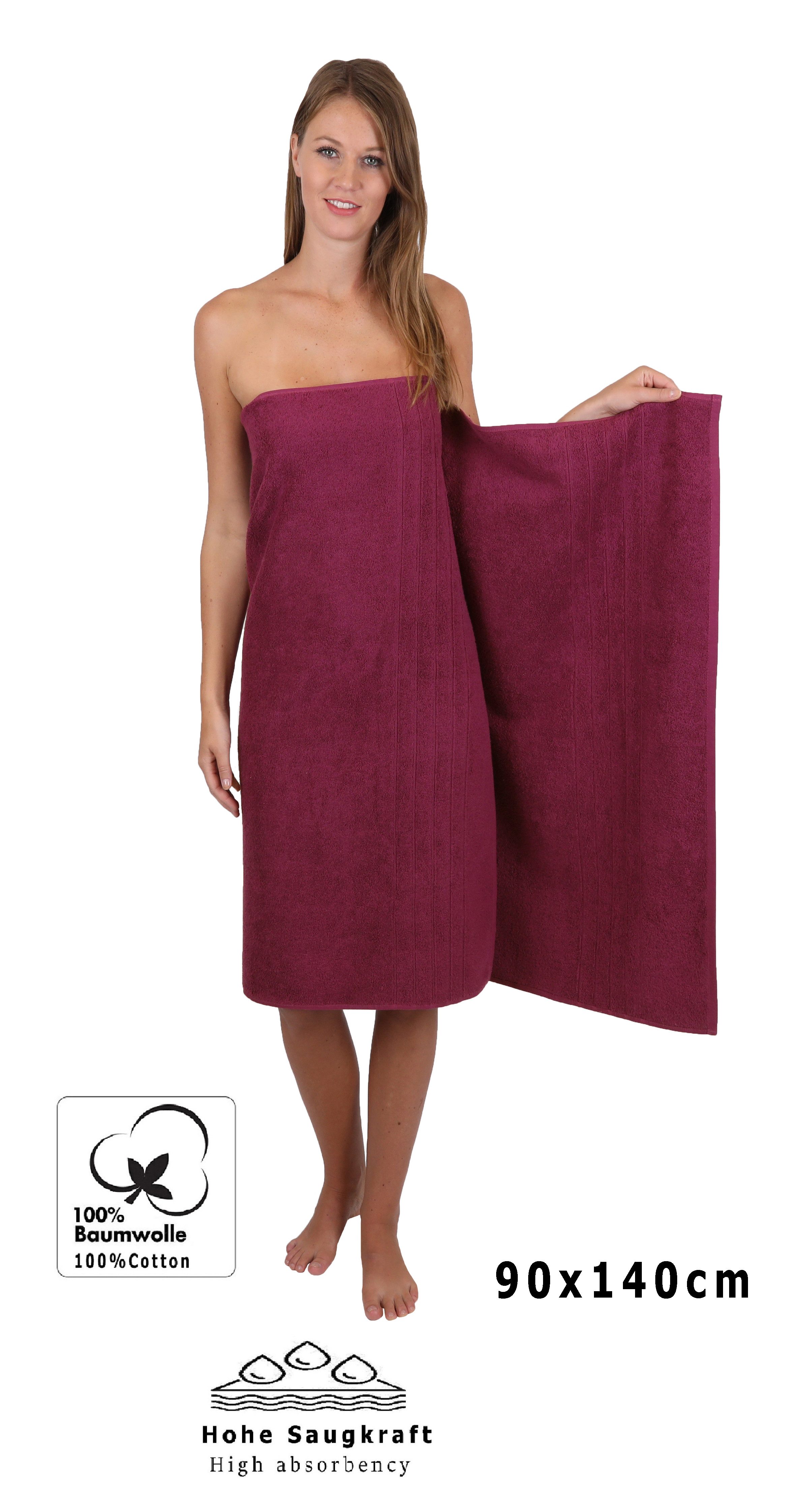 Betz Handtuch Set 4-TLG. Handtuch-Set Deluxe Farbe Pflaume, 100% Baumwolle (Set, 4-St)