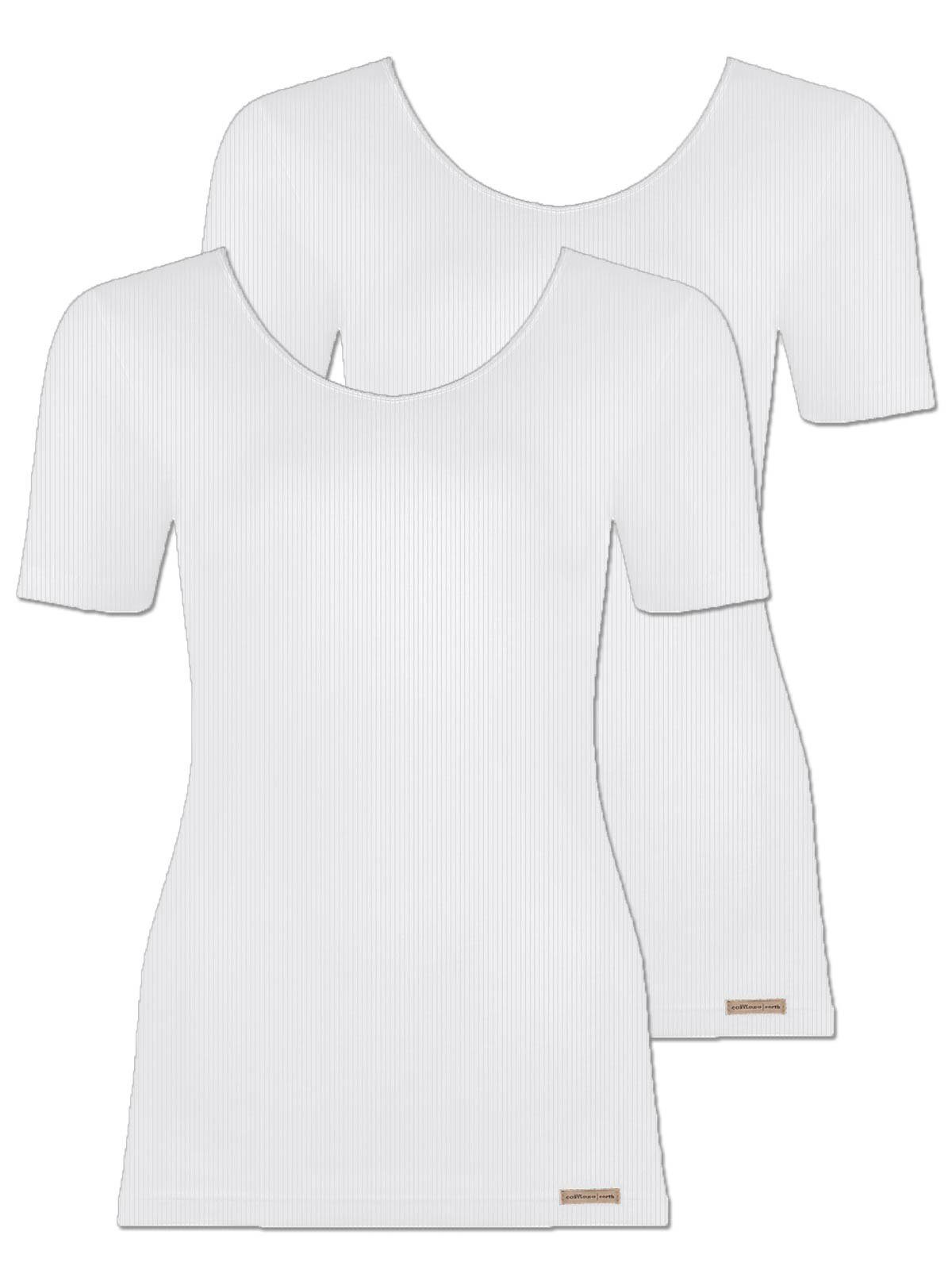 COMAZO Vegan Damen (Stück, Pack Baumwoll 2-St) Shirt Unterhemd weiss 2er