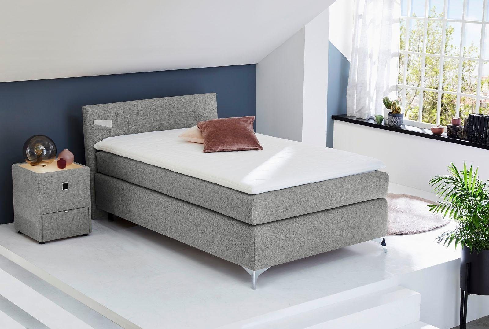 Jockenhöfer Gruppe Boxspringbett Nora erhältlich in den Größen 100,120 & 140cm, mit Topper und höhenvariablem Kopfteil