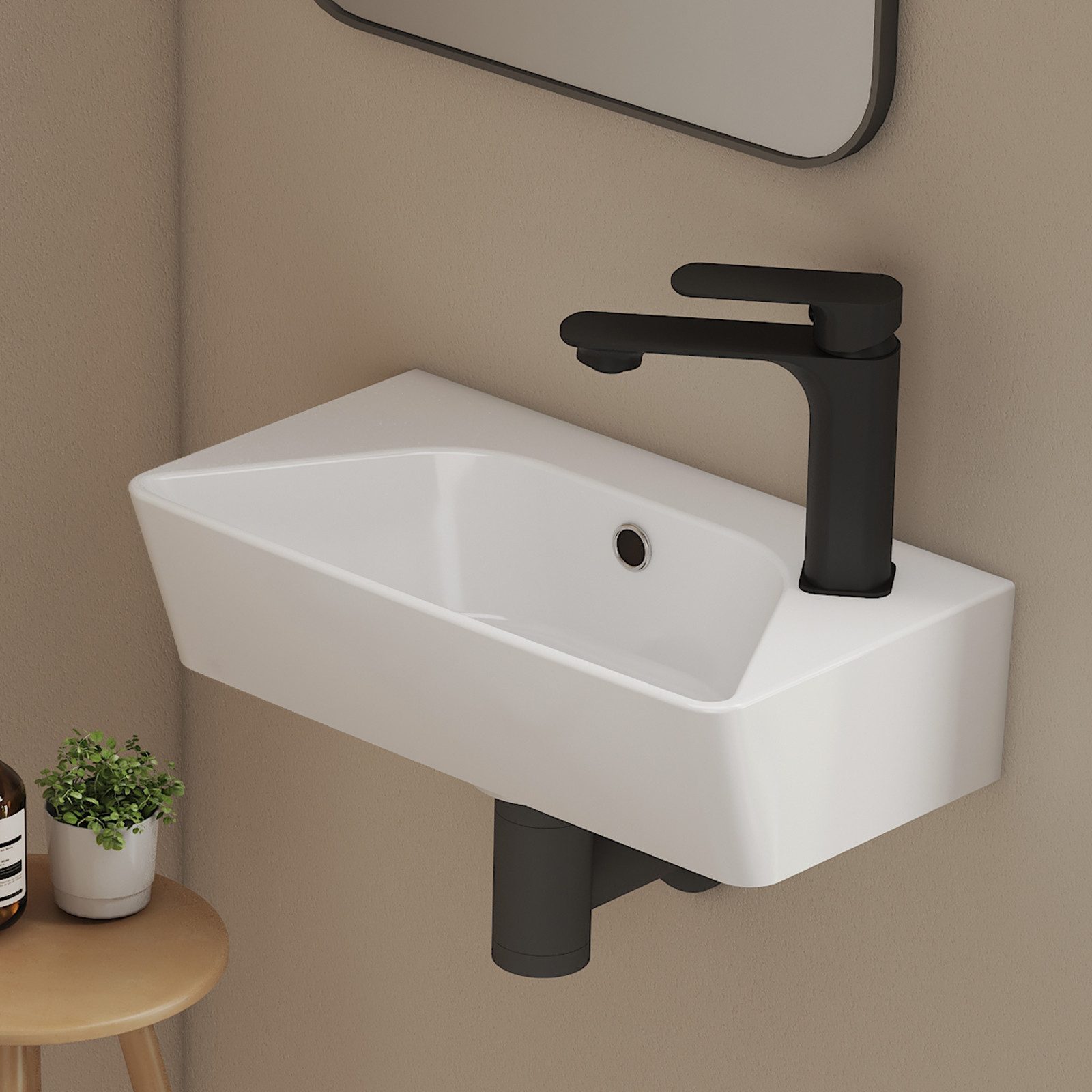 EMKE Waschbecken eckig Keramik Hängewaschbecken 40x 22.5cm