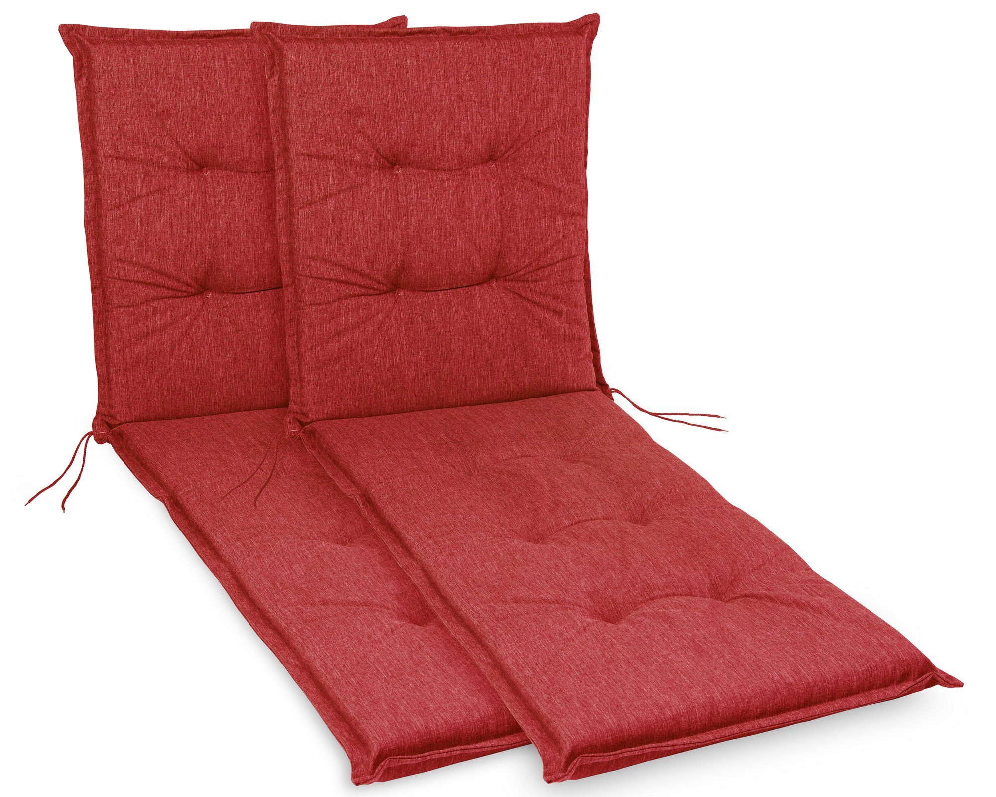 sunnypillow Liegenauflage Polsterauflagen für Gartenliege 190 x 60 x 9cm, 2 Stück Rot