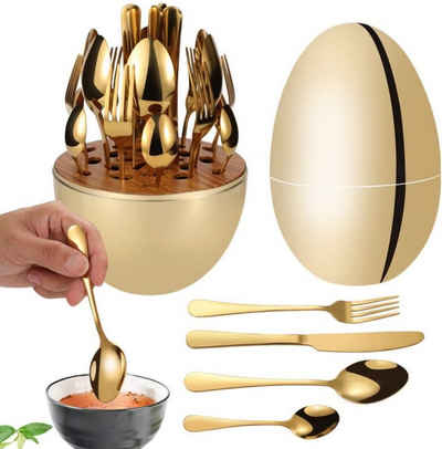 PFCTART Besteck-Set Elegantes Heartland Egg Stylish Besteck 24-teiliges Essensset, 6 Personen, Gold Rostfreier Stahl