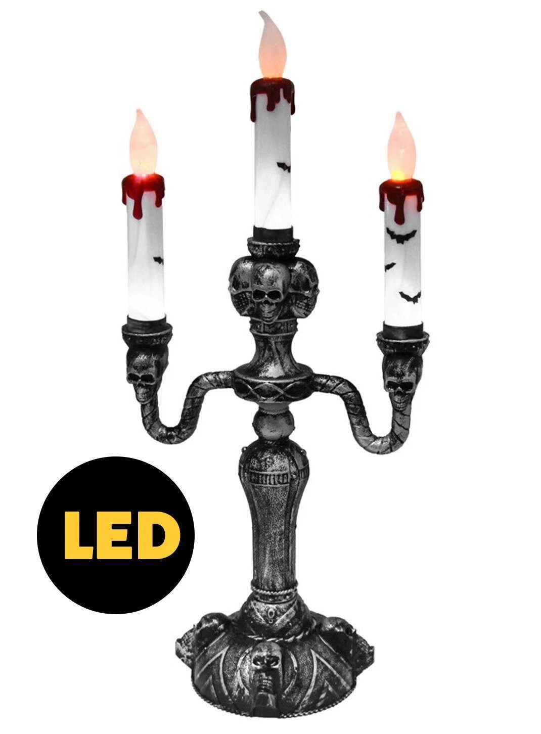 Fun World Dekoobjekt Gothic LED Kerzenständer - Halloween deko, Halloween deko
