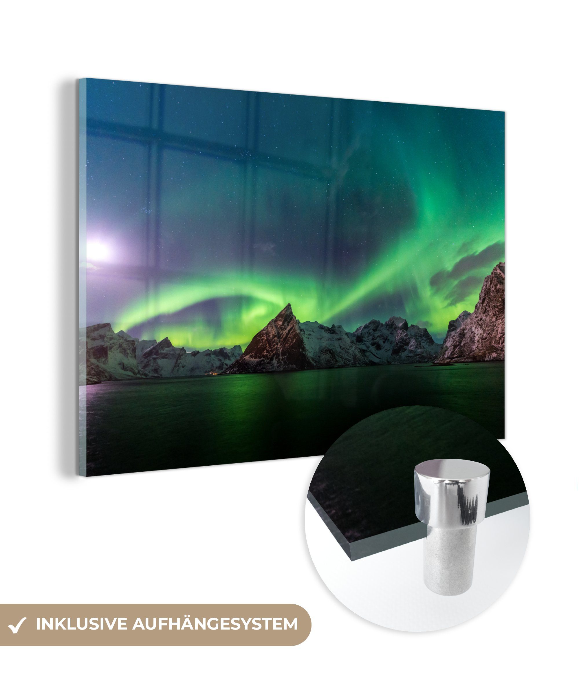 MuchoWow Acrylglasbild Abstrakte Darstellung des Nordlichts in Norwegen, (1 St), Acrylglasbilder Wohnzimmer & Schlafzimmer