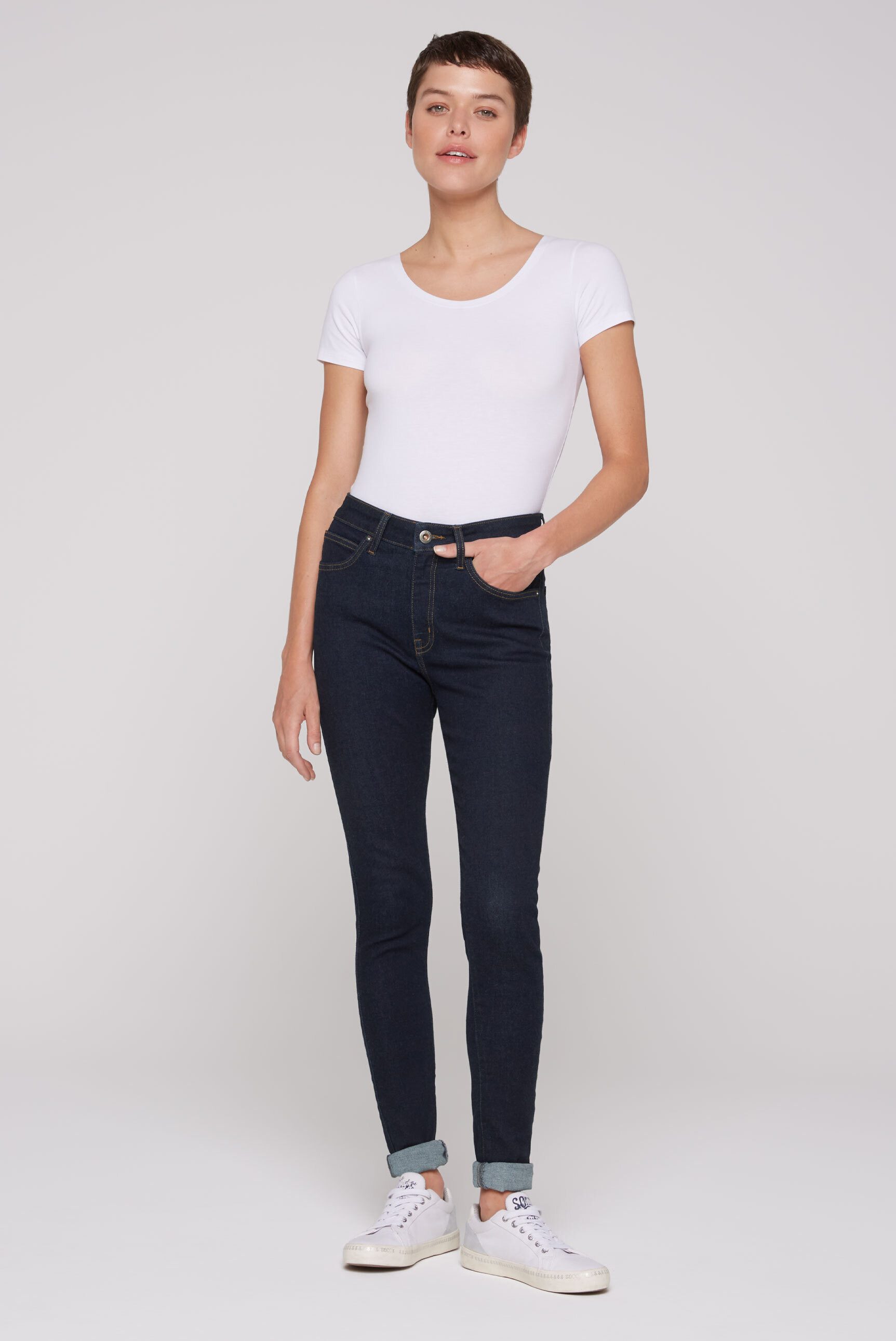SOCCX Slim-fit-Jeans mit hoher Leibhöhe
