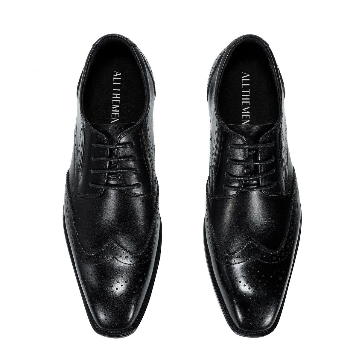 Allthemen Herren Schnürschuhe aus Echtleder mit Brogue Verzierungen Business Schnürschuh echtleder Spitzschuh Herren, Business Freizeitschuhe, mit Gummisohle – Bild 4 von 5